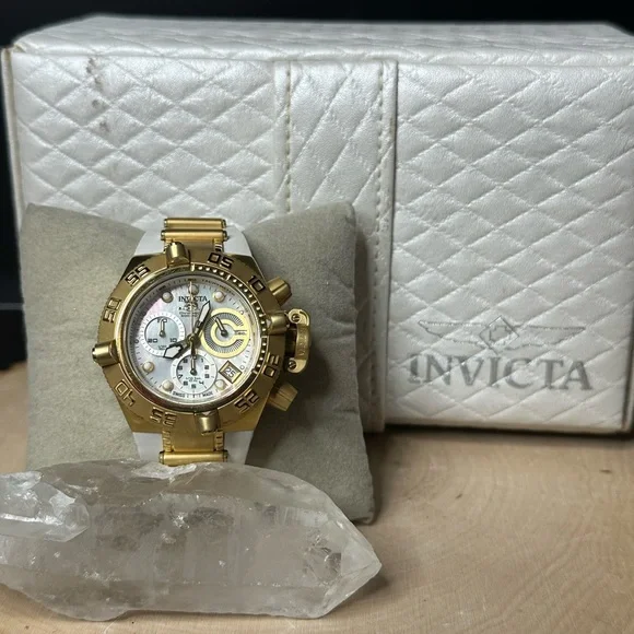 Invicta Subaqua Noma IV Lady 0535 Swiss Quartz Gold & Silver Watch Chronograph - Picture 1 of 11